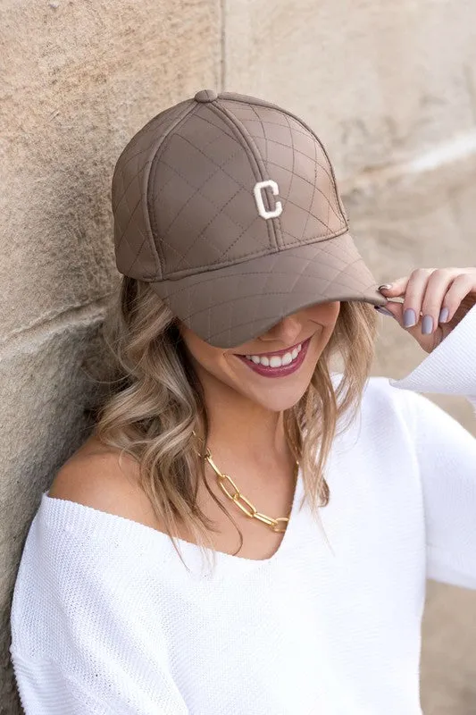 Quilted "C"  Puffer Ball Cap
