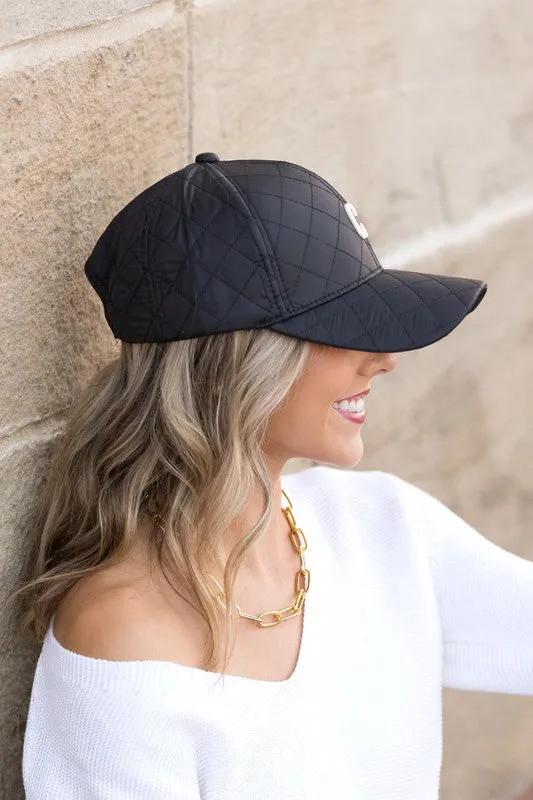 Quilted "C"  Puffer Ball Cap