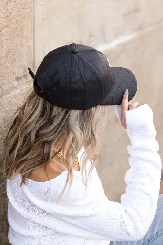 Quilted "C"  Puffer Ball Cap