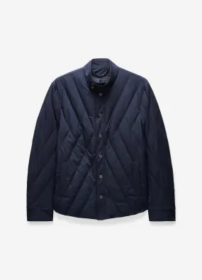 Quilted Tech Down Jacket Navy