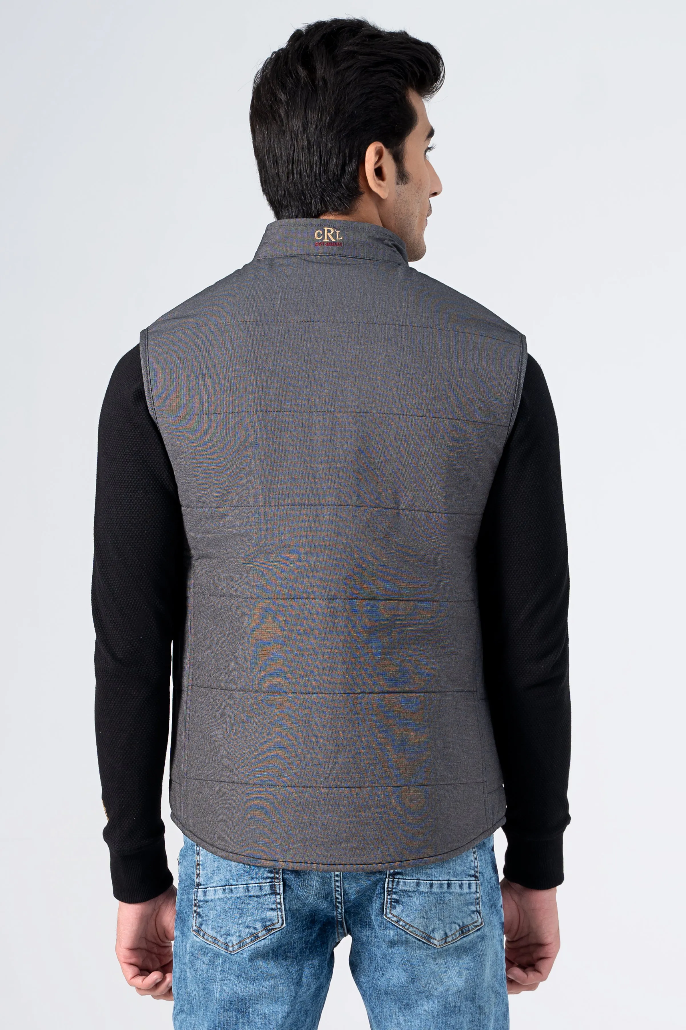 Quilted Textured Jacket Charcoal