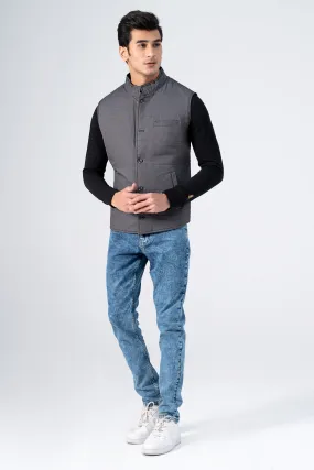 Quilted Textured Jacket Charcoal