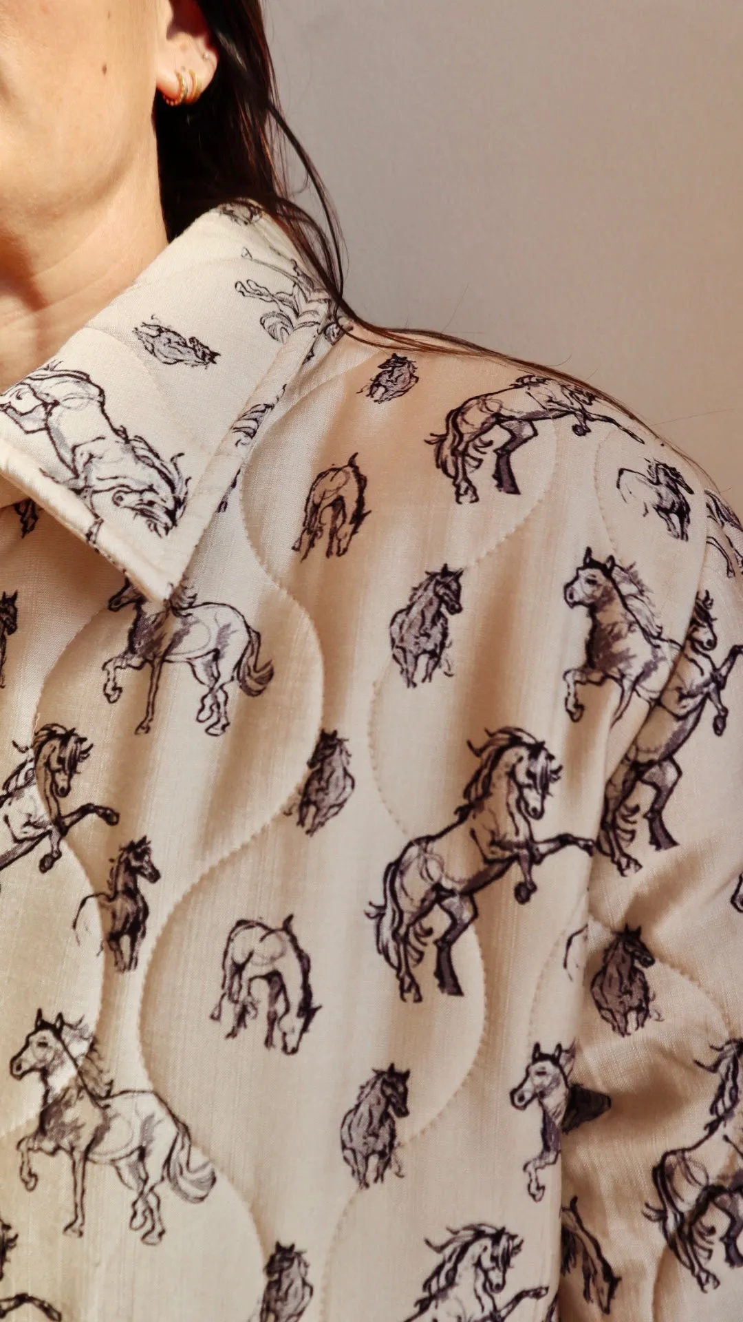 Quilted Western Horse Print Jacket