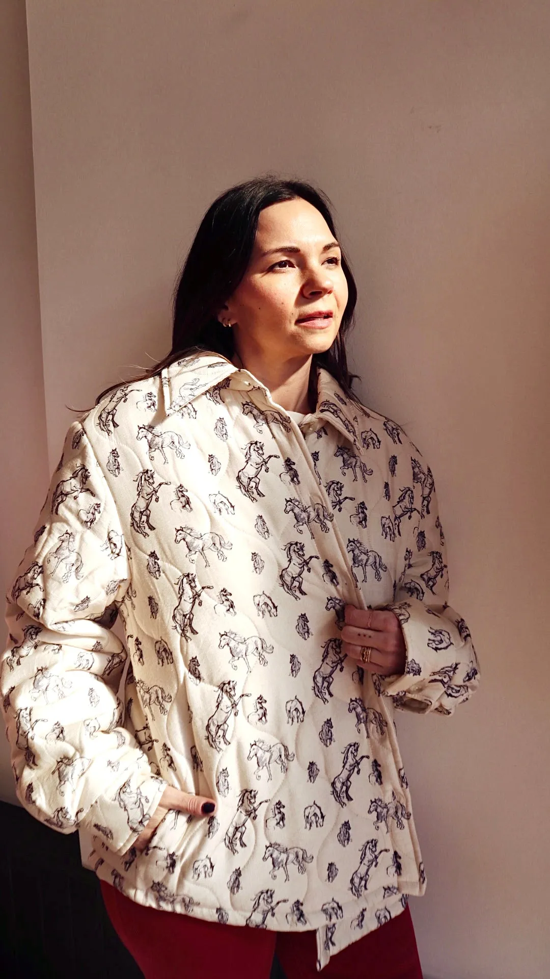 Quilted Western Horse Print Jacket