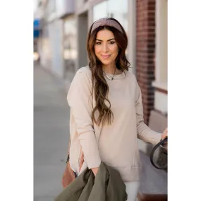 Raw Stitched Solid Trim Sweatshirt