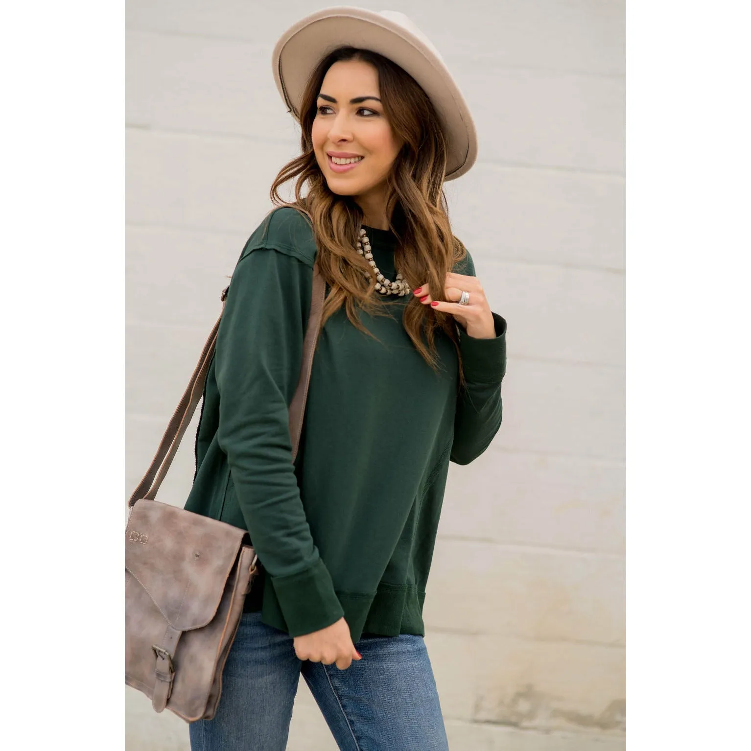 Raw Stitched Solid Trim Sweatshirt