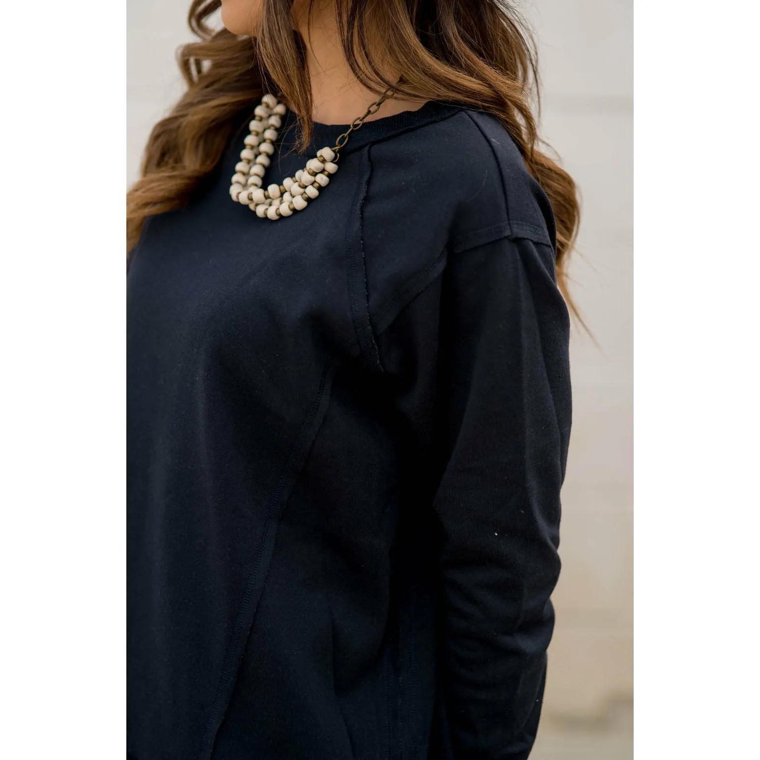 Raw Stitched Solid Trim Sweatshirt