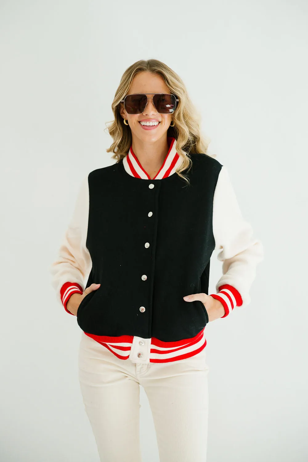 REINDEER SLEIGH BLACK VARSITY JACKET