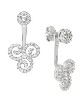 Rhona Sutton Sterling Silver Crystal Triskelion Ear Jackets