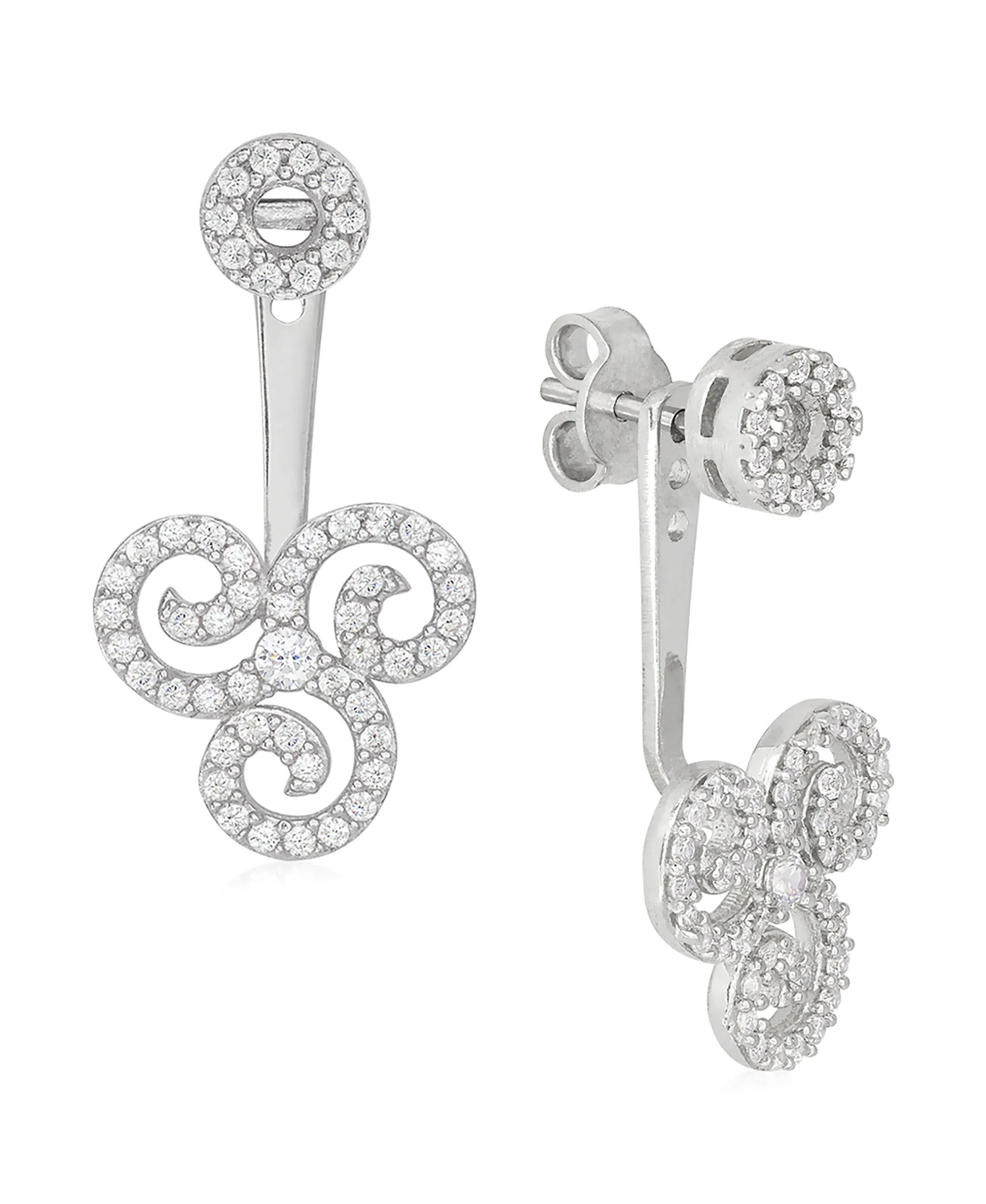 Rhona Sutton Sterling Silver Crystal Triskelion Ear Jackets