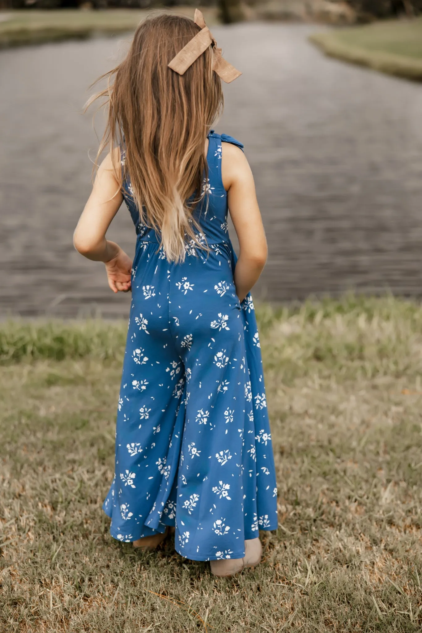 Rita Tie Romper (indigo floral)