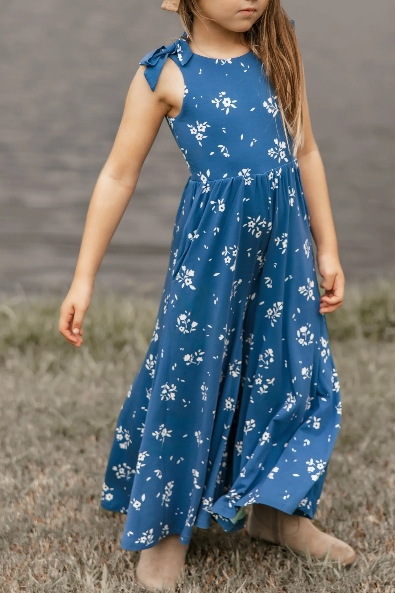 Rita Tie Romper (indigo floral)