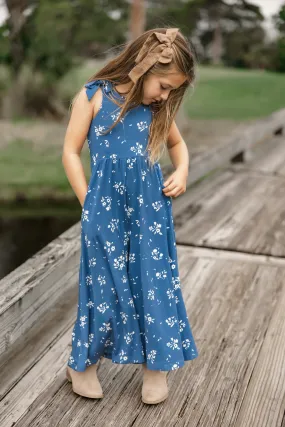 Rita Tie Romper (indigo floral)