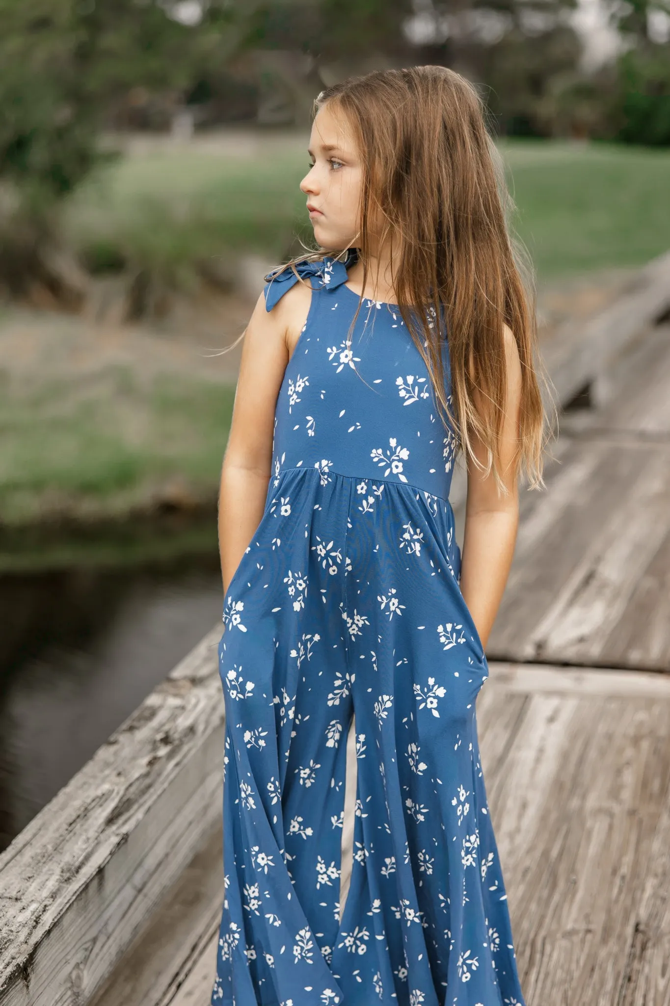 Rita Tie Romper (indigo floral)