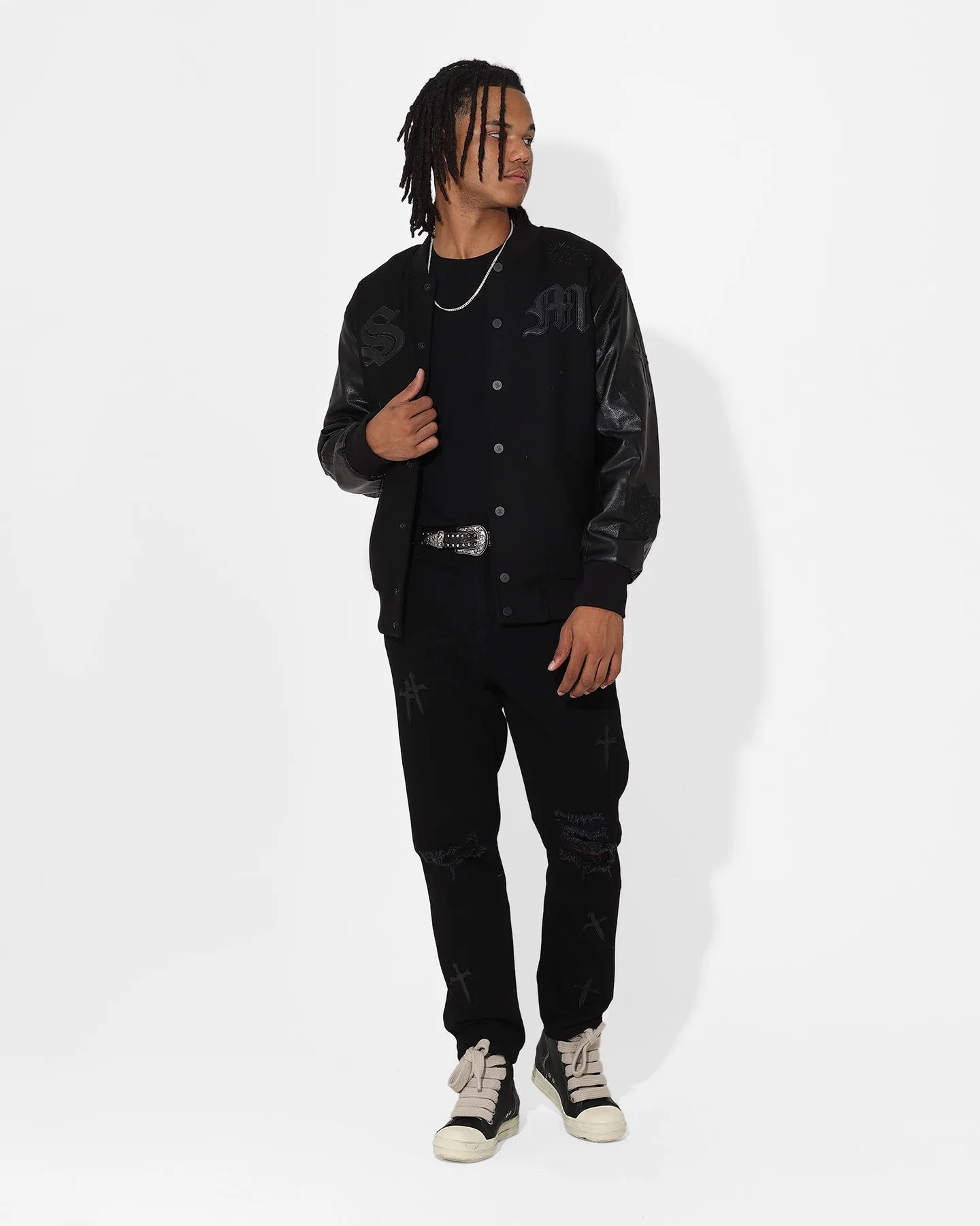 Saint Morta Graveyard Varsity Jacket Black/Black