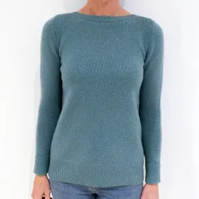 Sea Green Heavy Knit Cashmere Crew Neck Jumper Small