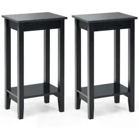 Set of 2 Versatile 2-Tier End Tables with Storage Shelf