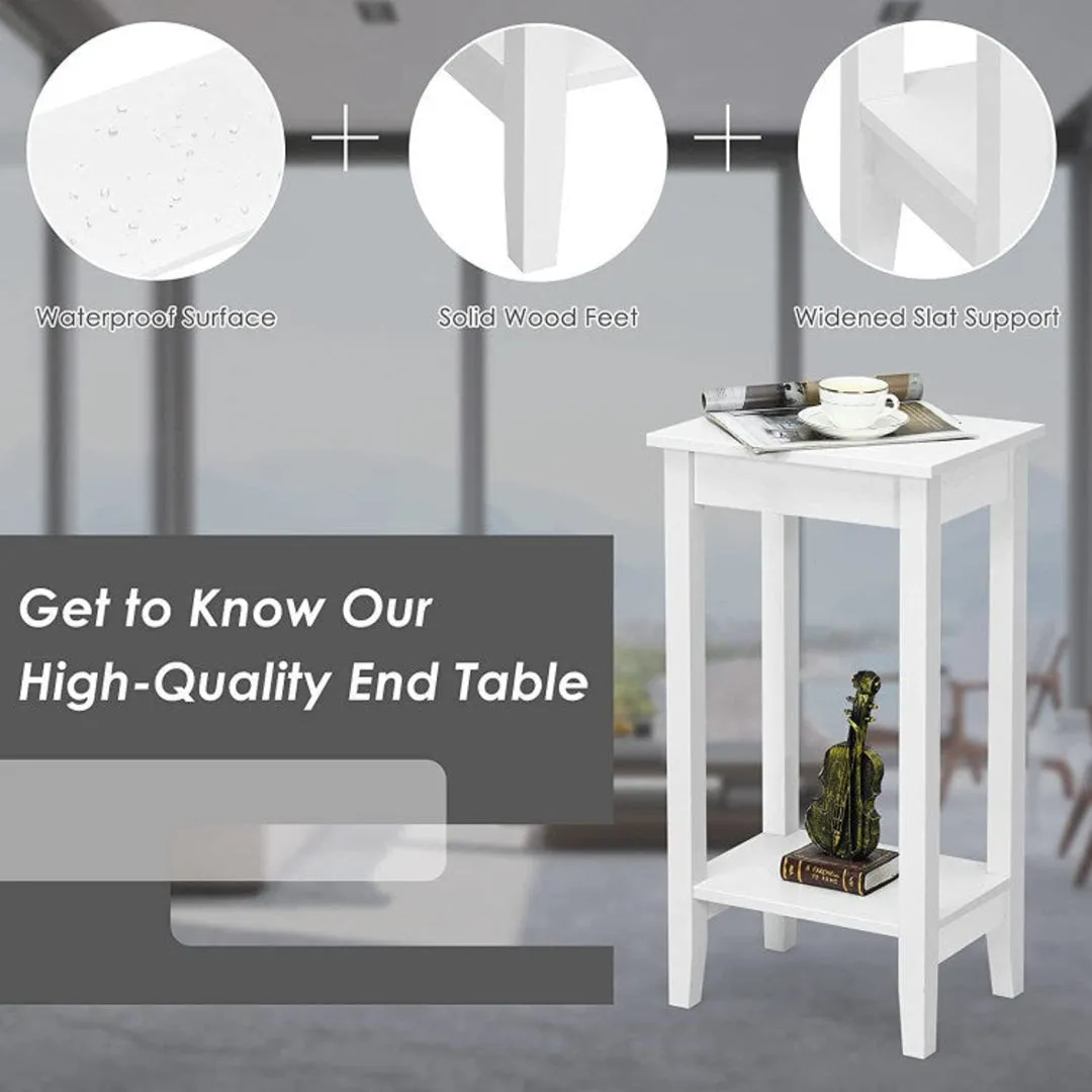 Set of 2 Versatile 2-Tier End Tables with Storage Shelf