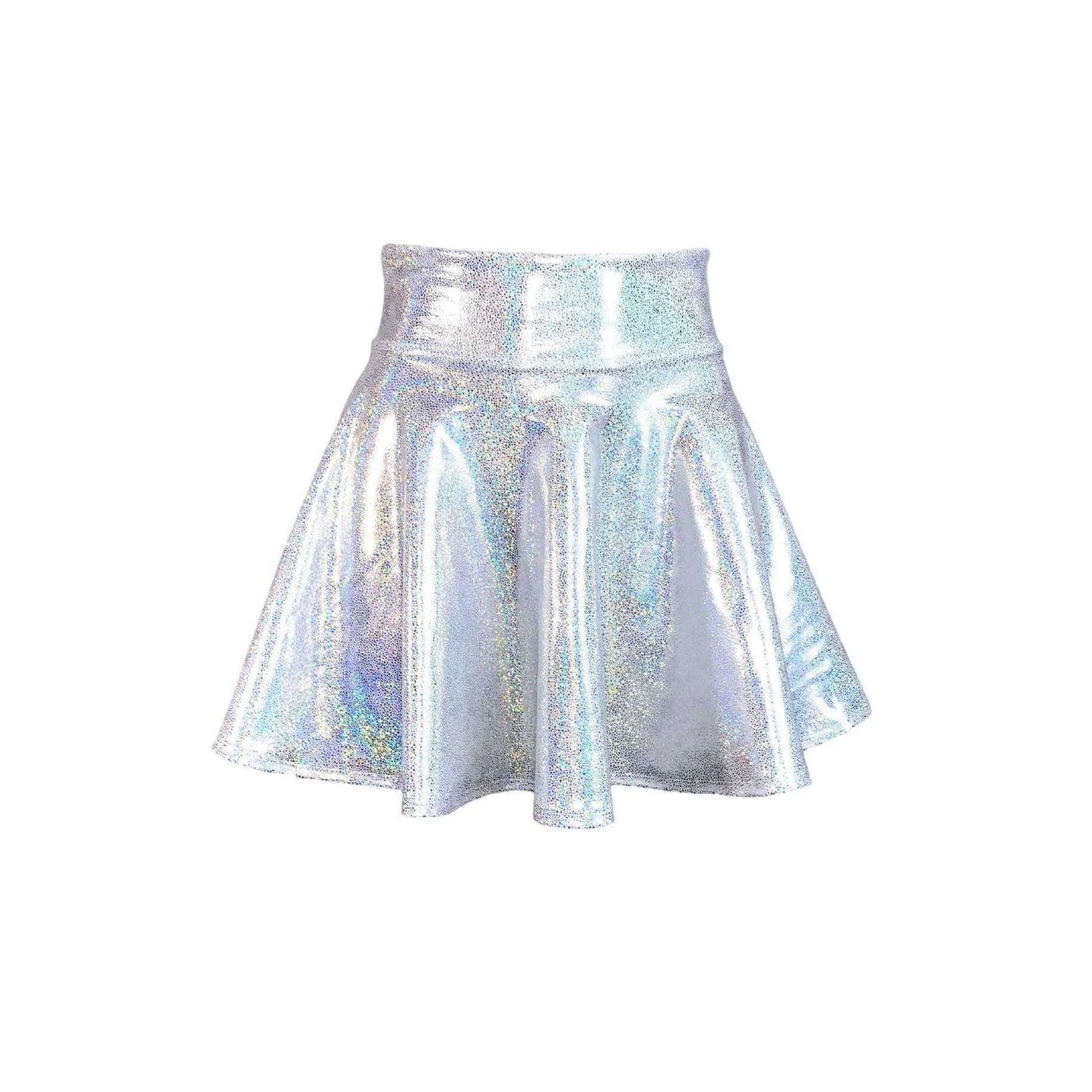 Skater Skirt - Holographic Silver on White