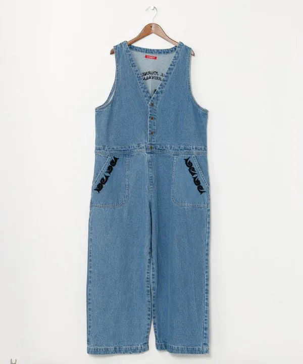 Skull Embroidery Denim Overall