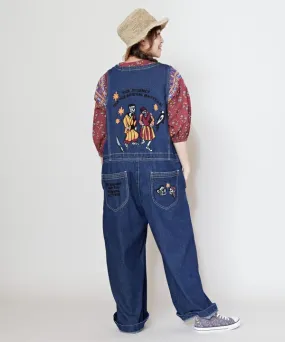 Skull Embroidery Denim Overall