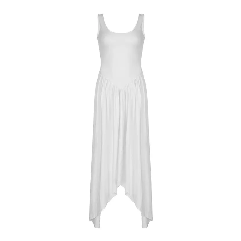 Sleeveless High Waist Irregular A-line Maxi Dress