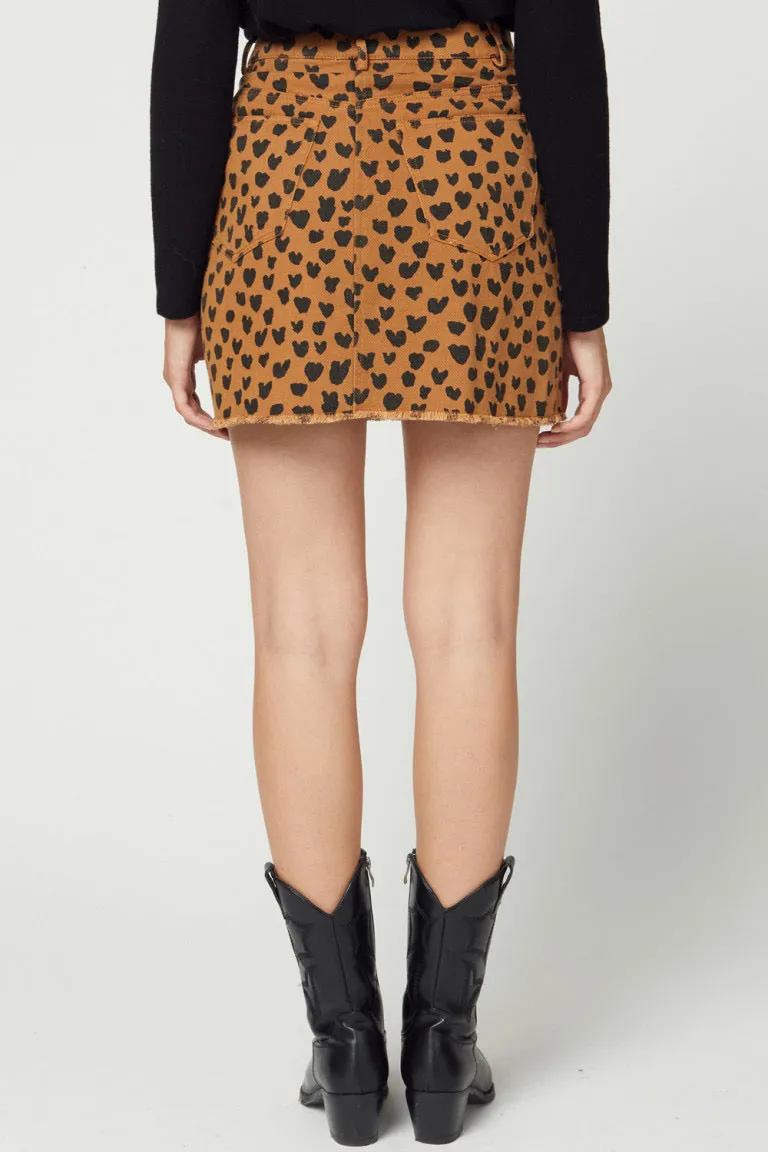 Spotted Denim Camel Skirt