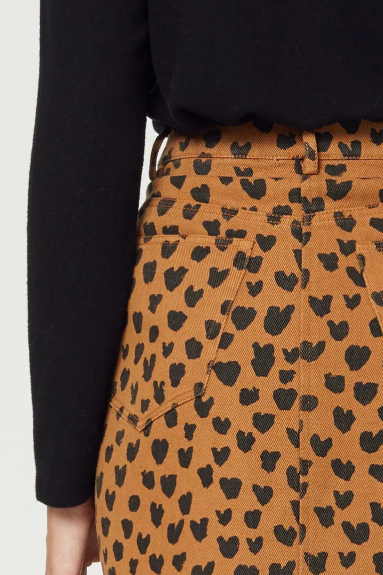 Spotted Denim Camel Skirt