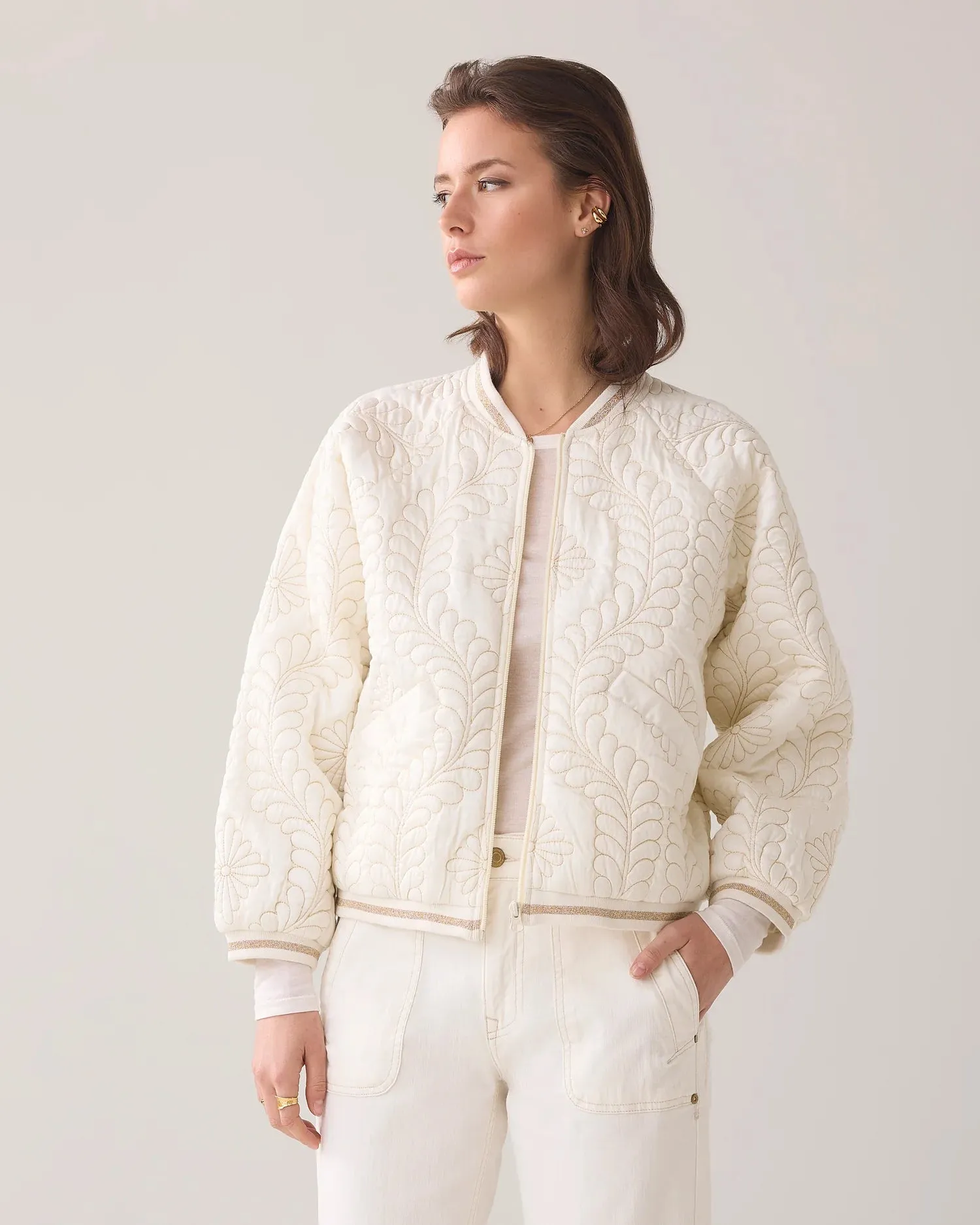 Summum Quilted bomber jacket in satin