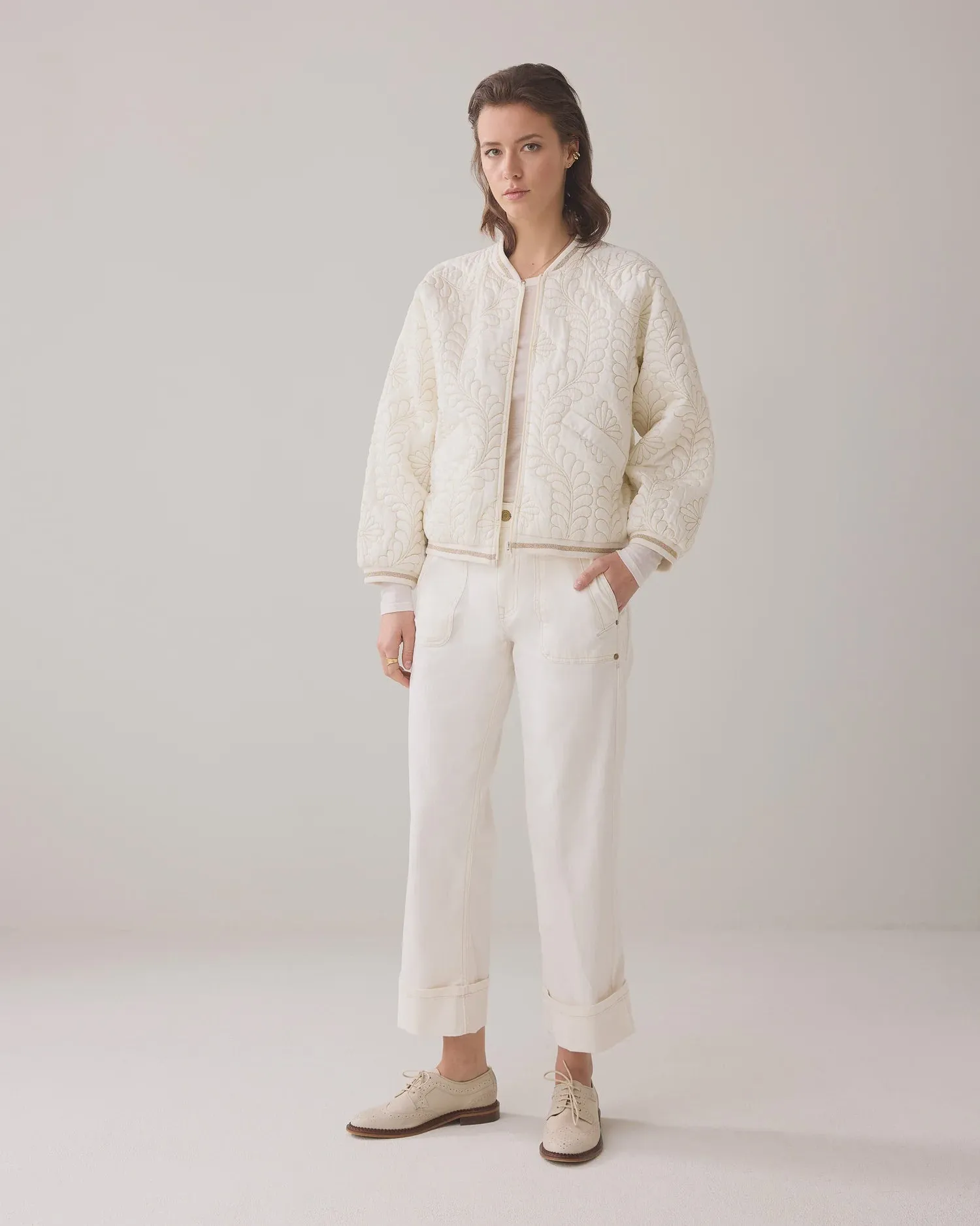 Summum Quilted bomber jacket in satin