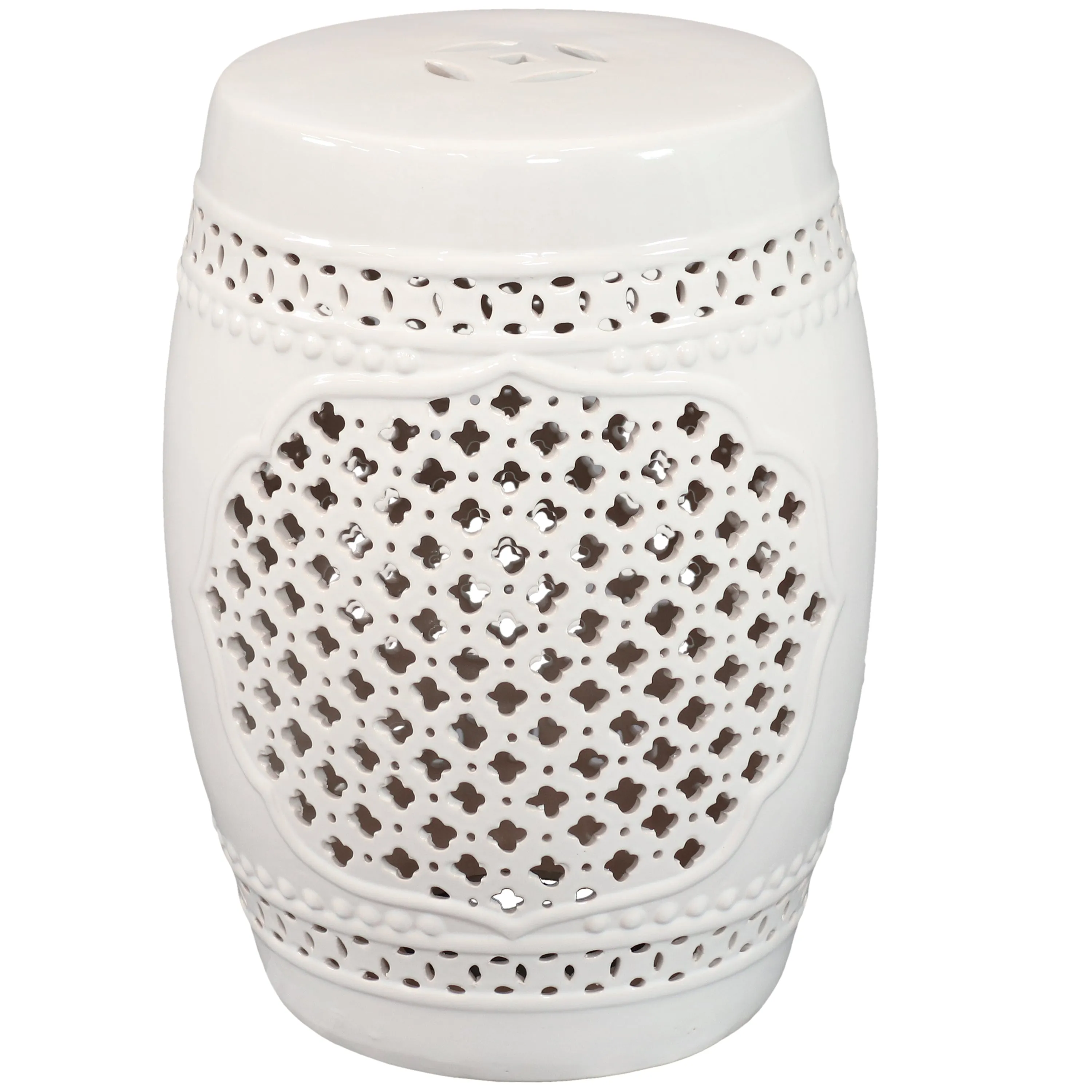 Sunnydaze Marrakesh Lattice Ceramic Garden Stool Side Table - 17.75"