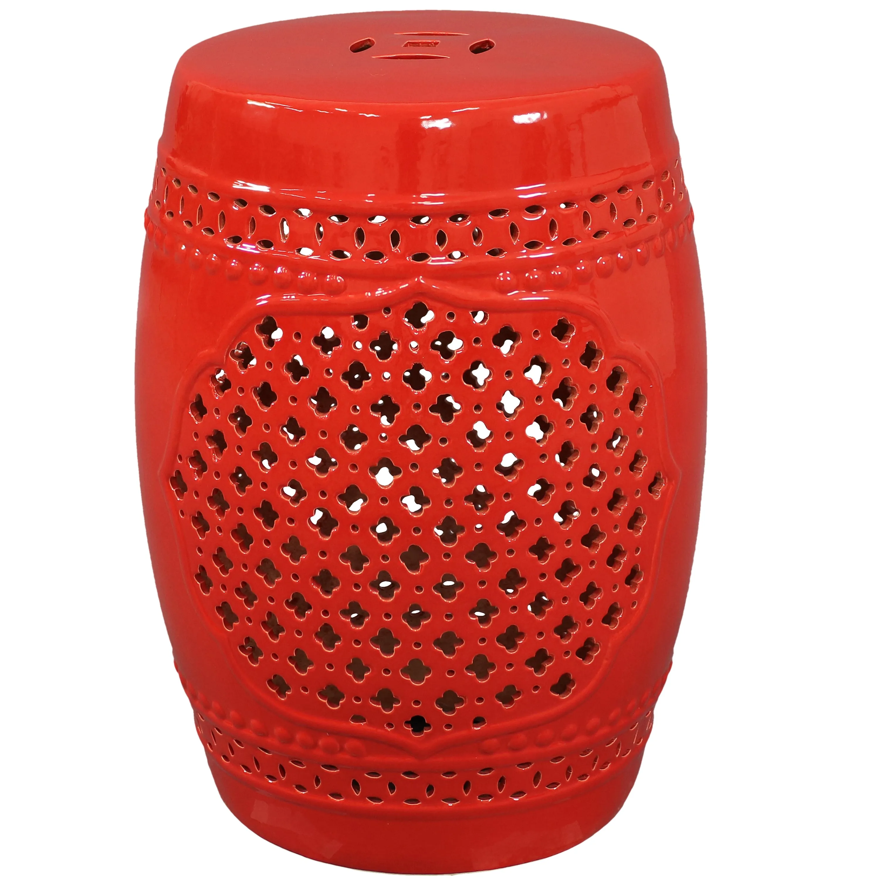 Sunnydaze Marrakesh Lattice Ceramic Garden Stool Side Table - 17.75"