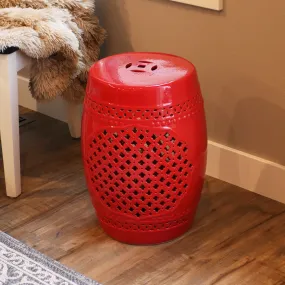 Sunnydaze Marrakesh Lattice Ceramic Garden Stool Side Table - 17.75"