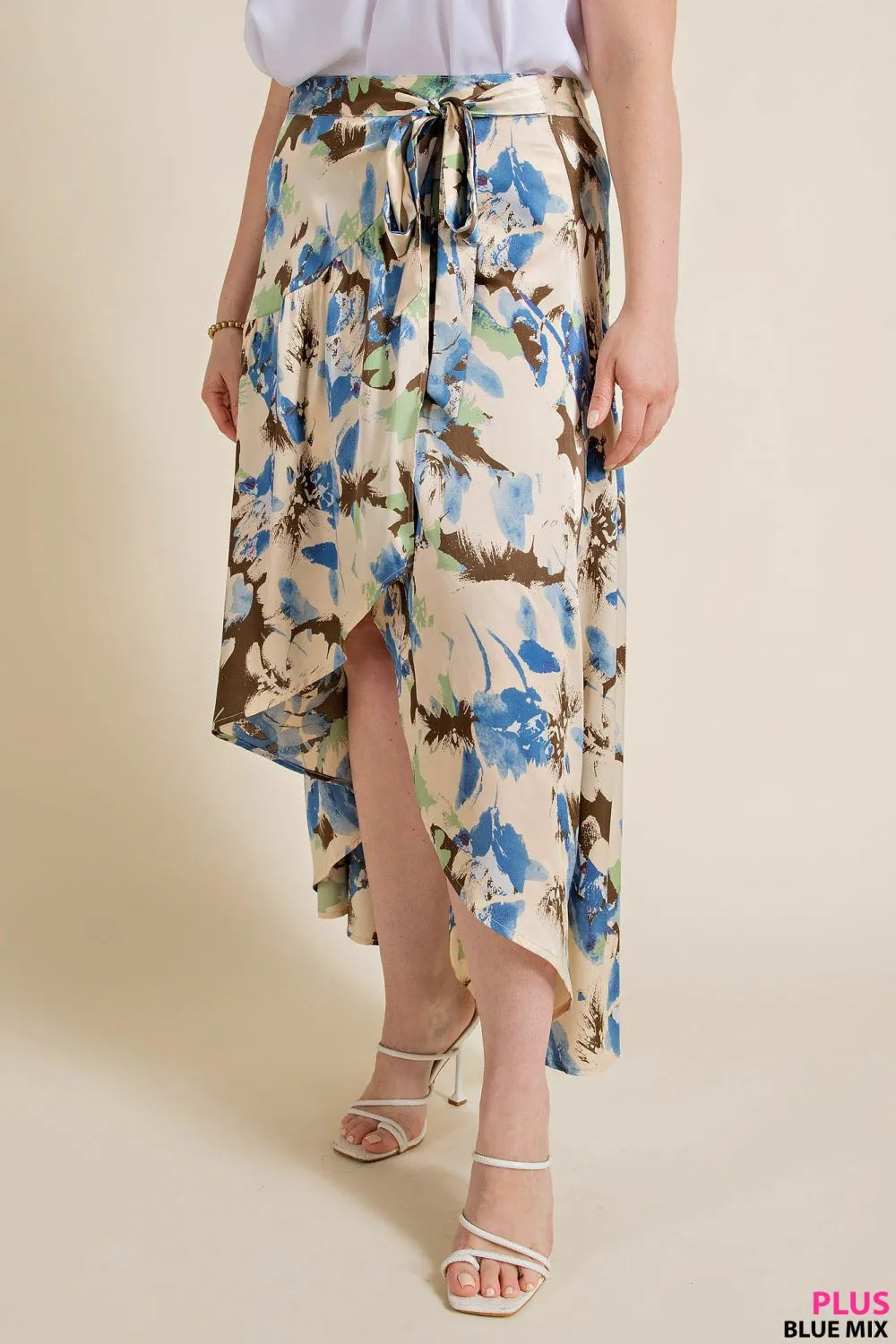 Tansy Botanical Faux Wrap Midi Skirt