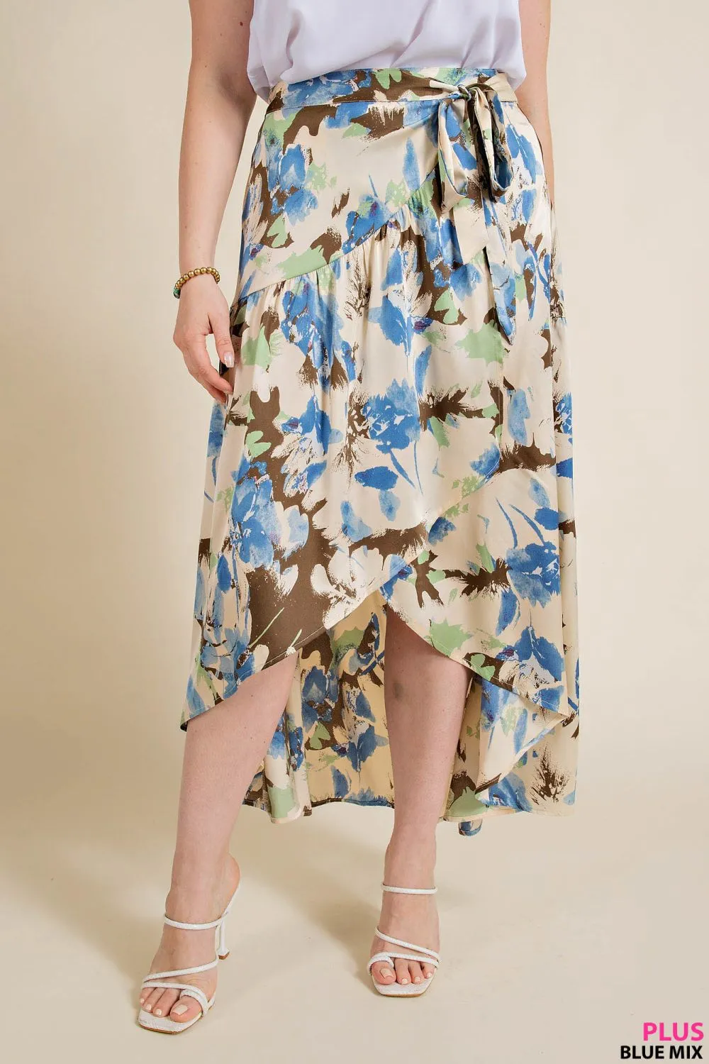 Tansy Botanical Faux Wrap Midi Skirt