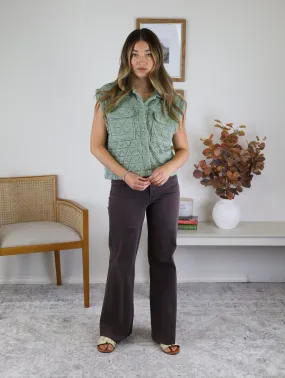 Tara Quilted Vest - Sage