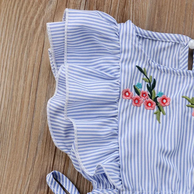 The Flutter Sleeve Striped Seersucker Romper for Babies & Little Girls