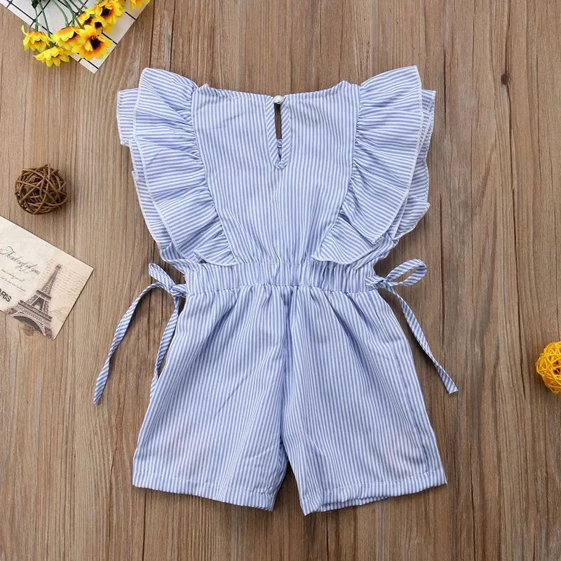 The Flutter Sleeve Striped Seersucker Romper for Babies & Little Girls