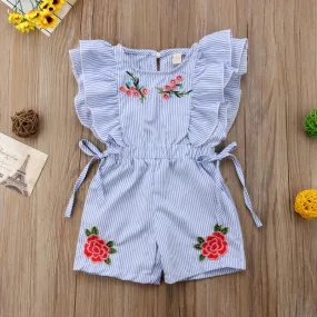 The Flutter Sleeve Striped Seersucker Romper for Babies & Little Girls