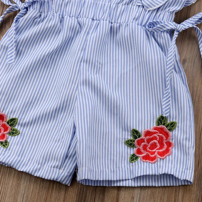The Flutter Sleeve Striped Seersucker Romper for Babies & Little Girls