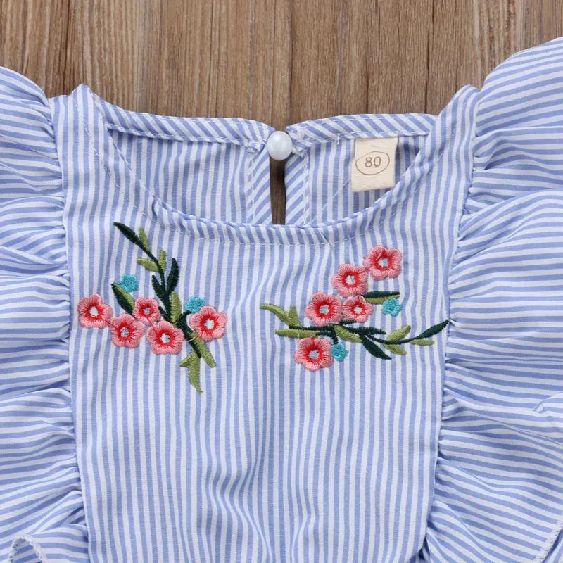 The Flutter Sleeve Striped Seersucker Romper for Babies & Little Girls