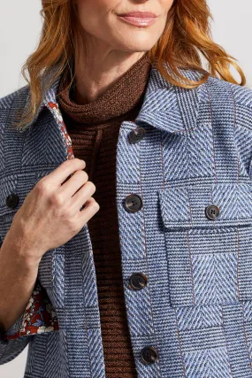 Tribal  Fall/Winter 2023-7892O/4839-Crop Shacket -Blue Lake