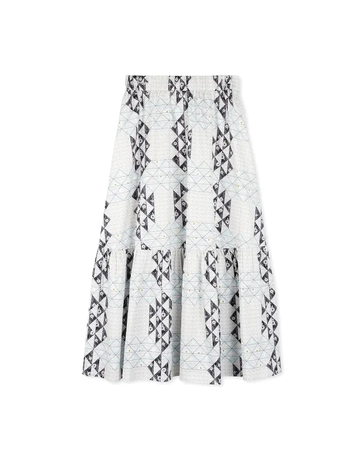 Tween Geometric Floral Printed Midi Skirt