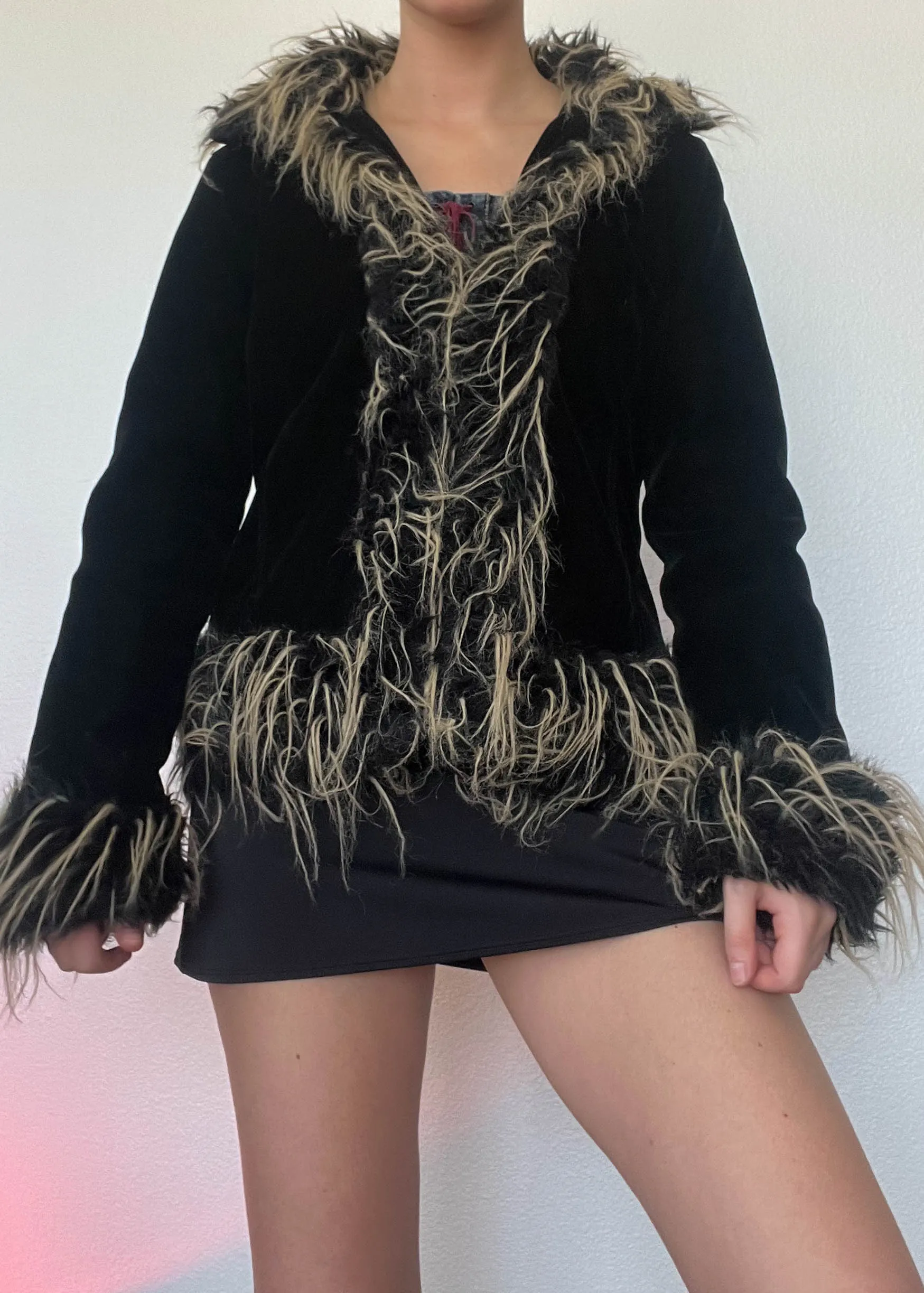 Velvet Fur Trim Jacket (S-S/M)