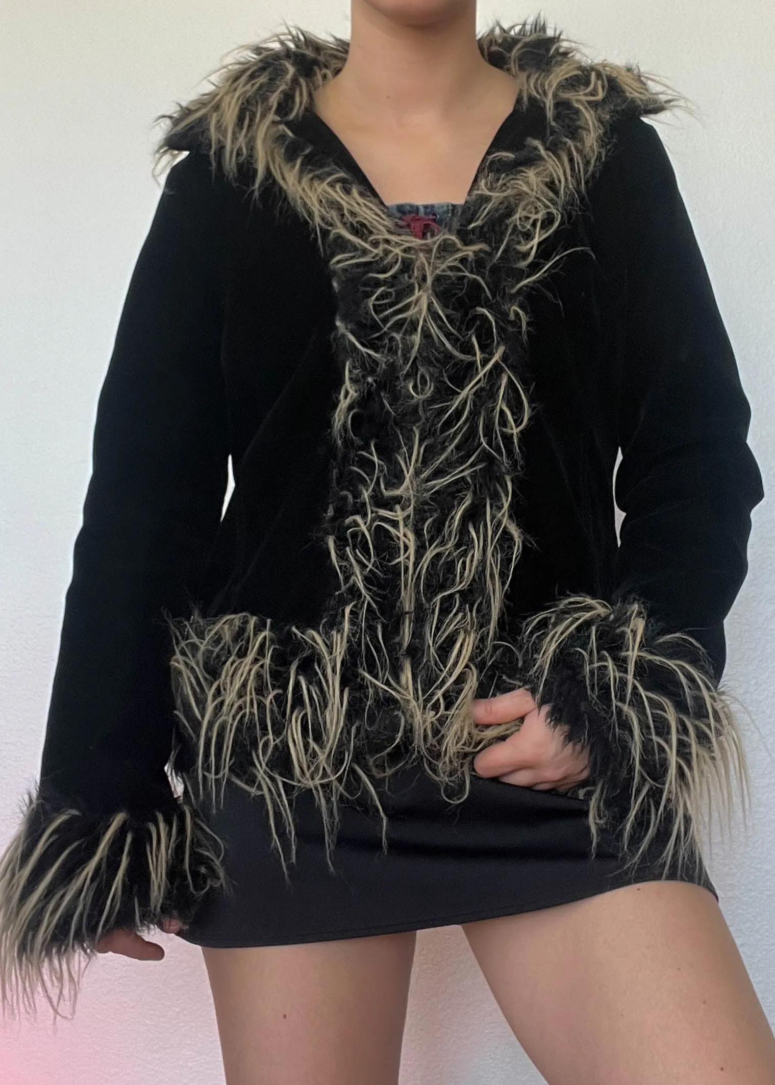Velvet Fur Trim Jacket (S-S/M)