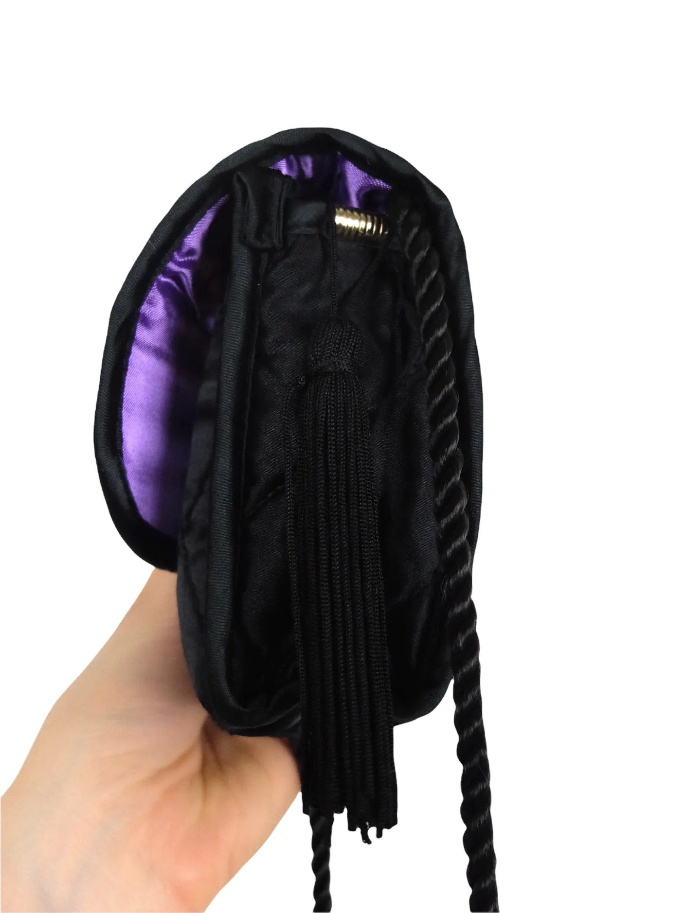 Vintage 00s Y2K Black Silky Quilted Small Mini Crossbody Bag with Tassels & Snap Closure