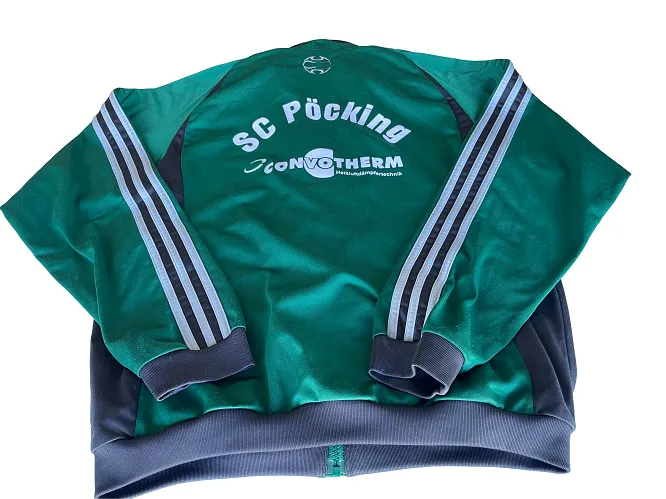 Vintage Men's SC Pockings Green Adidas full zip track jacket in M|L27 W20|SKU 4389