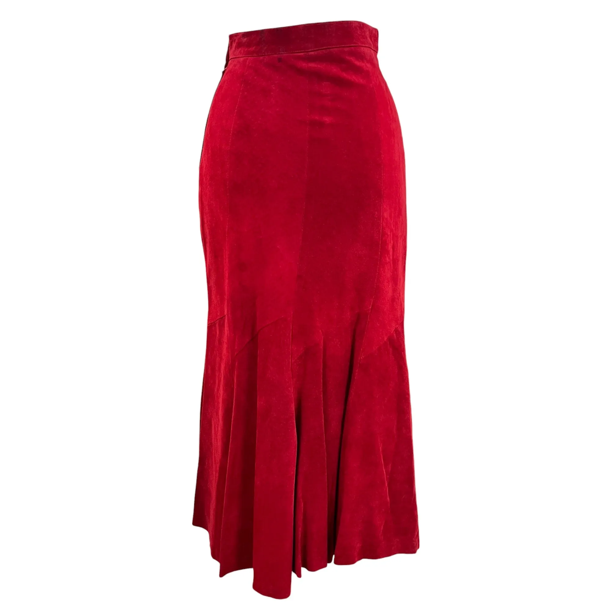 Vintage Red Suede Maxi Skirt Size 6