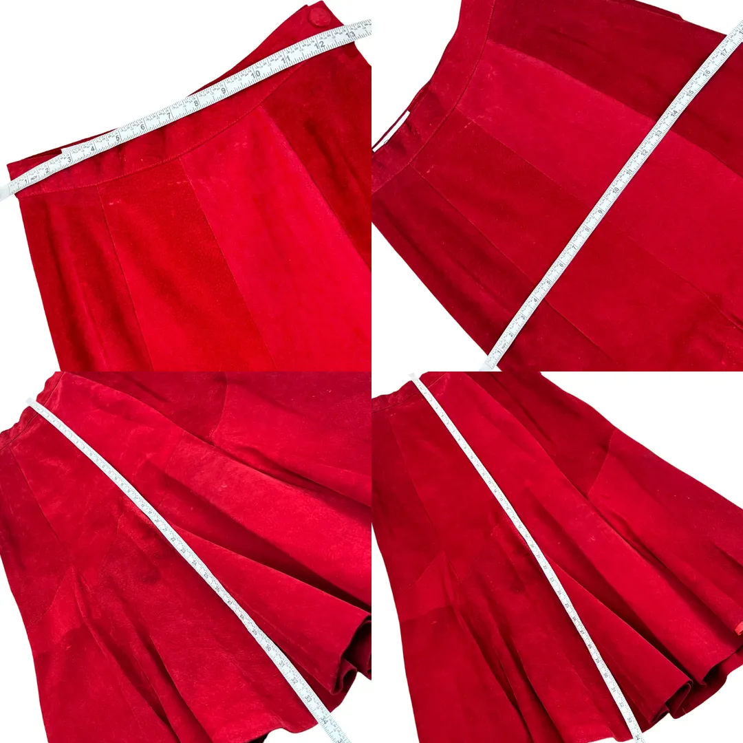 Vintage Red Suede Maxi Skirt Size 6