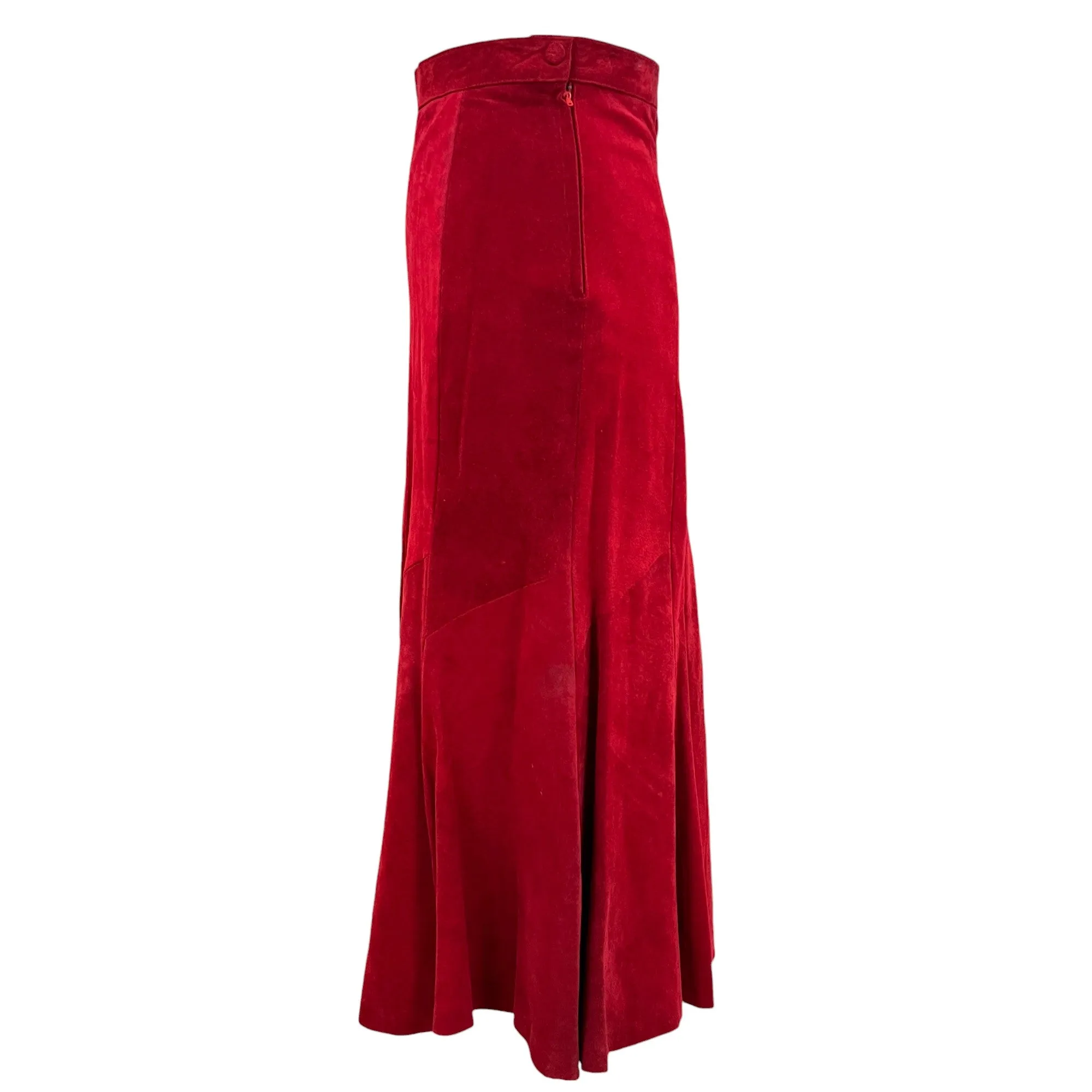 Vintage Red Suede Maxi Skirt Size 6